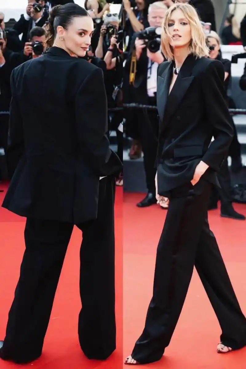 今日戛纳电影节上的黑衣双煞  身高179的超模安公子anja - 抖音