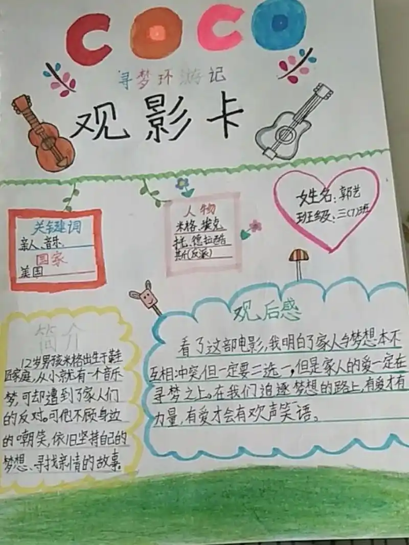 《寻梦环游记》观影卡 第一次做观影卡,不喜勿喷