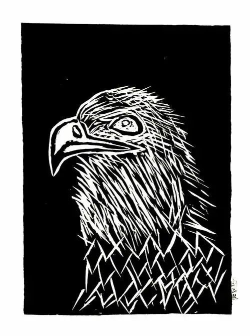 胶版画——鹰