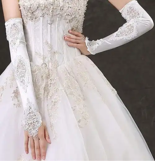 倩绣菲婚纱手套长款纱新娘婚纱手套结婚蕾丝长款2021新款冬季加厚保暖