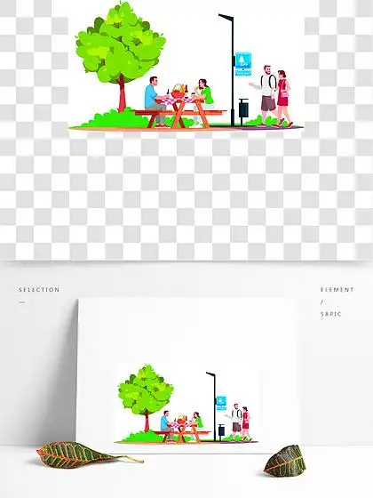 结合 i>坐 /i>在公园半平rgb颜色矢量 i>图 /i>的野餐桌上男 i>人 /i>