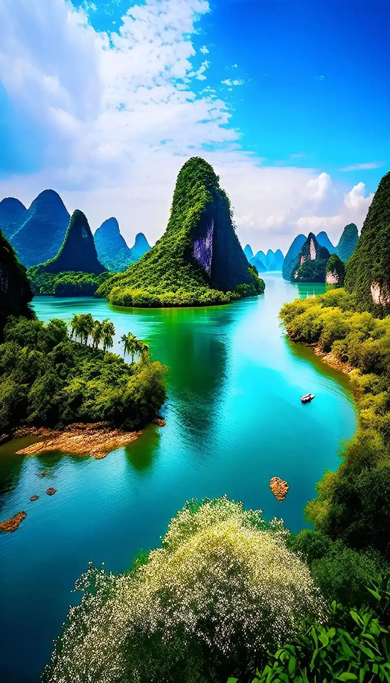 桂林山水甲天下,山美,水美,山云倒影入水,宛如油画一般.#图 - 抖音