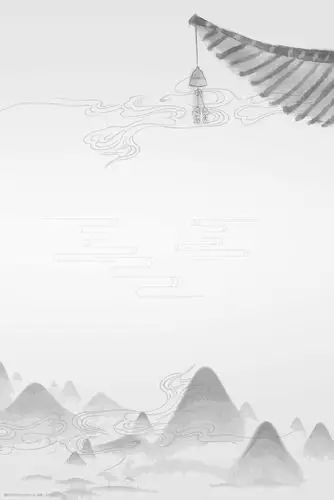 简约中国风灰色古风远山背景海报