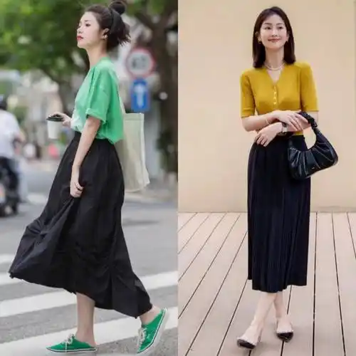 黑裙子配什么颜色鞋,黑裙子搭配什么颜色上衣,黑裙子搭配高级感