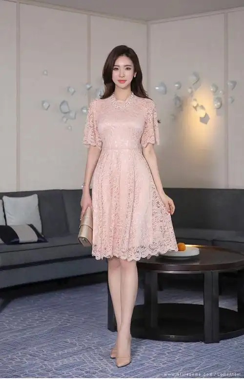 浪漫蕾丝短袖连衣裙 : 韩国时尚人气品牌,styleonme_louisangel 浪漫