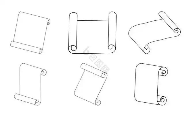 羊皮纸滚动大纲老纸空白手稿向量插图孤立的图片