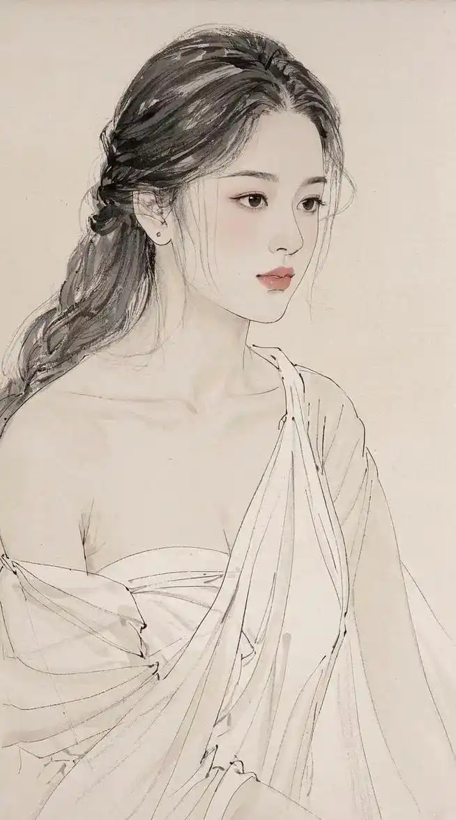 国画写意人物美女创作作品