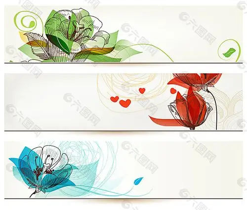 花卉横幅模板素材设计元素素材免费下载(图片编号:5987787)-六图网