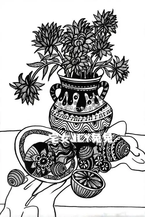 线描装饰画优秀作品复杂(这波装饰线描张张精美)(36)