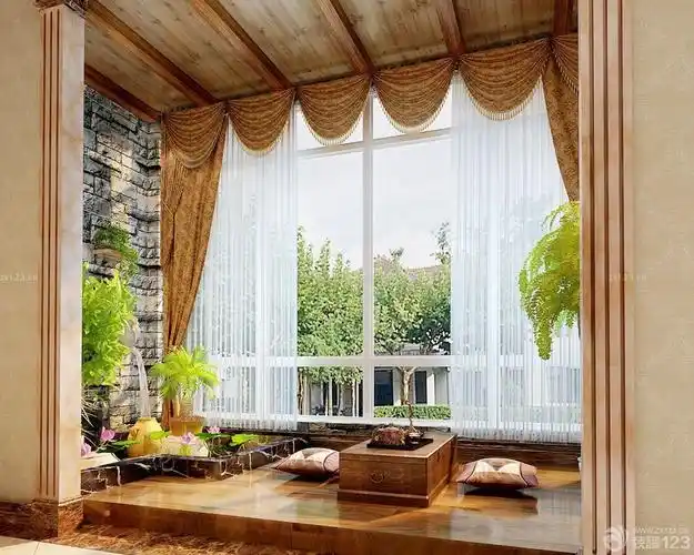 客厅宽阳台窗帘搭配装修效果图