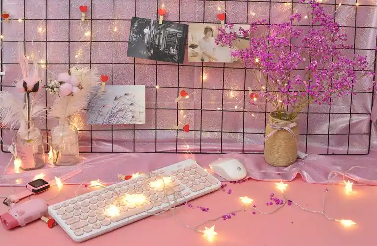 粉色ins风圆公主梦你还需要一个粉色无线键盘
