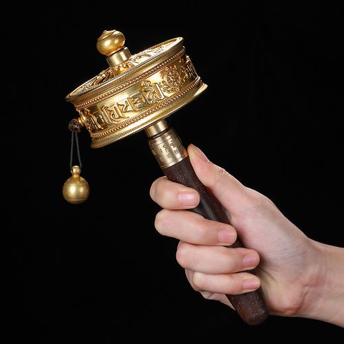 手摇转经轮家用纯铜观音心咒4.5万遍佛教转金桶西藏式手摇转经筒