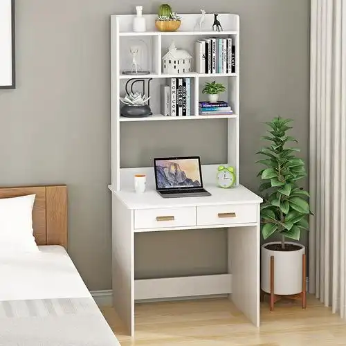 书桌书架一体桌儿童实木书柜组合小户型家用学生写字桌简约电脑桌