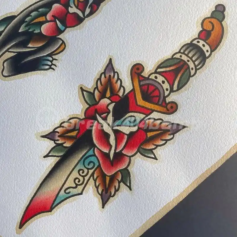 彩色oldschool纹身手稿拼接花臂大图 建议收藏保存 适合拼接花臂纹身