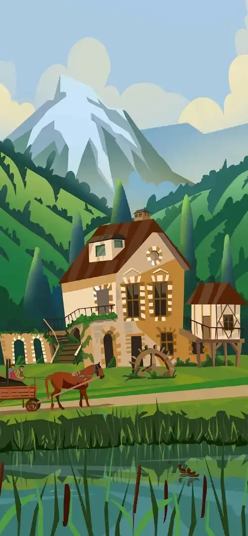 优美风景插画高清手机壁纸