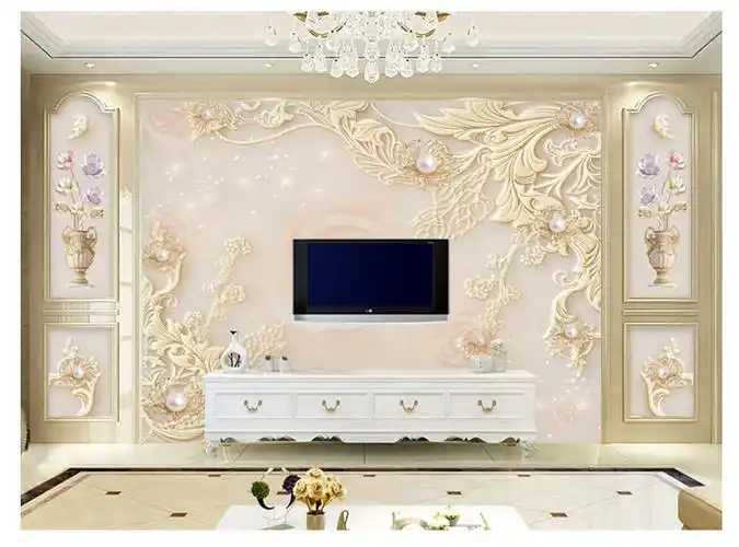 2021年新款电视背景墙壁纸客厅8d壁画自贴墙布欧式墙纸影视墙壁布16d