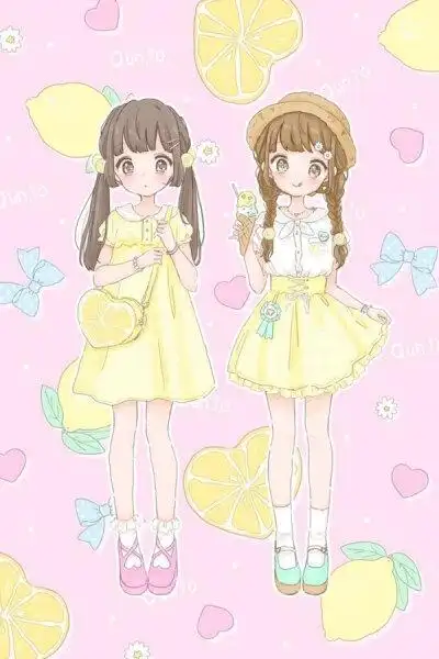 软妹风 可爱系 手绘 手机壁纸 锁屏 姐妹 闺蜜