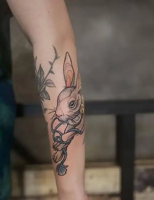 font color=red>兔 /font>纹身图片_手臂手部new school水彩纹身