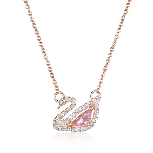 天鹅吊坠s925纯银项链女锁骨链十字链玫瑰金女生生日礼物