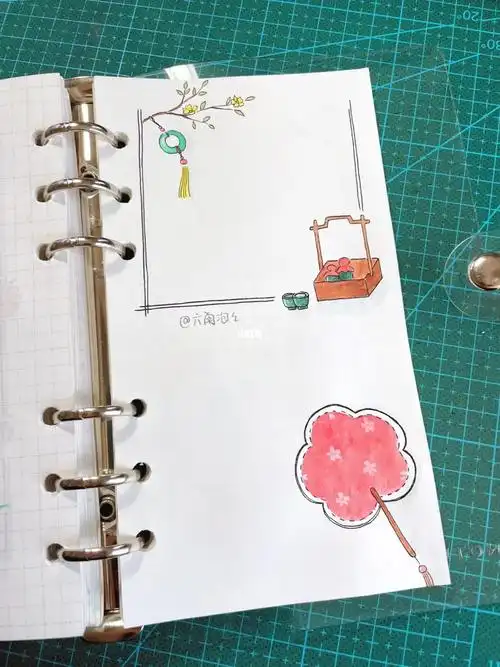 手帐排版古风团扇排版