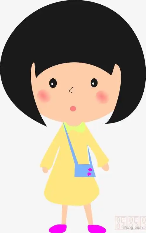 卡通短发可爱女孩png素材透明免抠图片其他元素