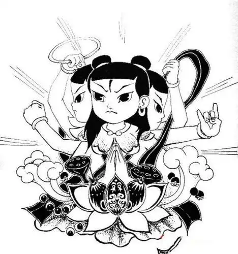 三头六臂哪吒简笔画 神话人物简笔画