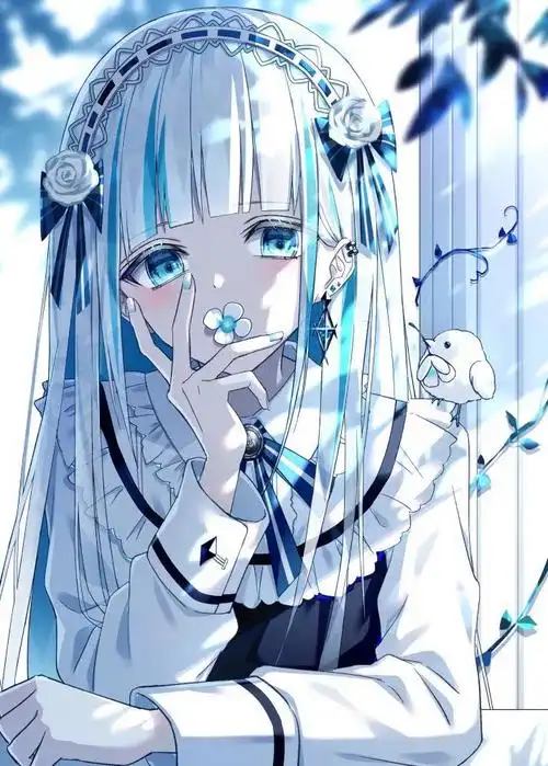 二次元 动漫(冷色系)少女插画(和音ハカ)美图～ 酷鸭