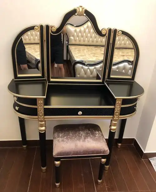 轻奢化妆桌卧室公主奢华少女网红ins化妆台豪华梳妆桌欧式梳妆台