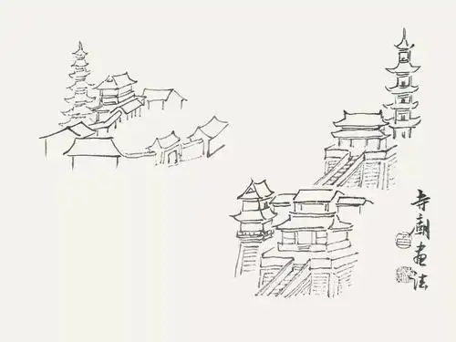 寺庙简笔画画法