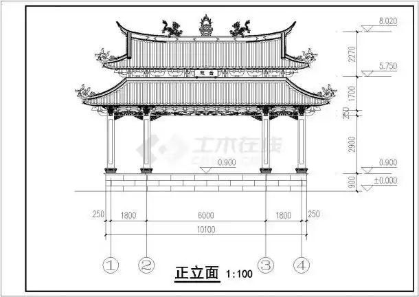 两个单层木结构闽南风格戏台建筑方案图