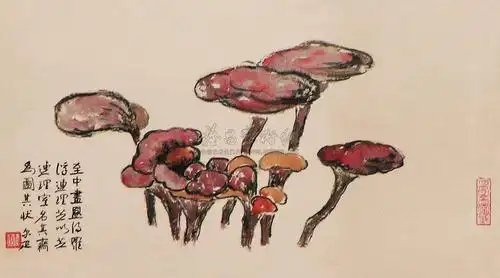0412 灵芝 镜心 设色纸本