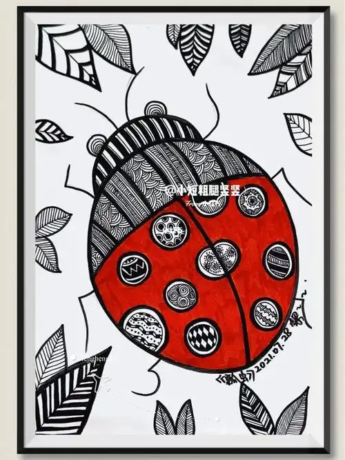 装饰画儿童画简笔画蘑菇植物黑白叶子_装饰画_蘑菇_简笔画_儿童画线描