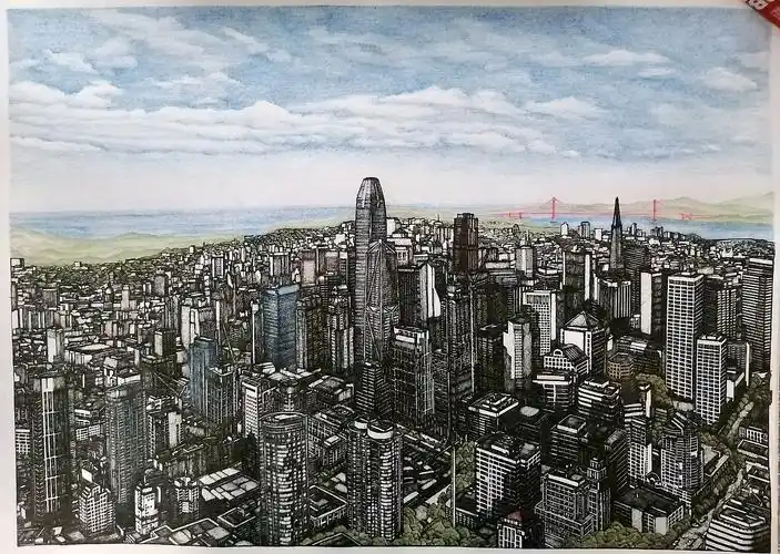 旧金山城市风景手绘