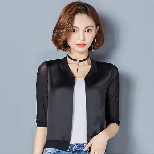 短款小外套女装雪纺夹克衫夏季新款薄款百搭外披休闲外穿防晒开衫