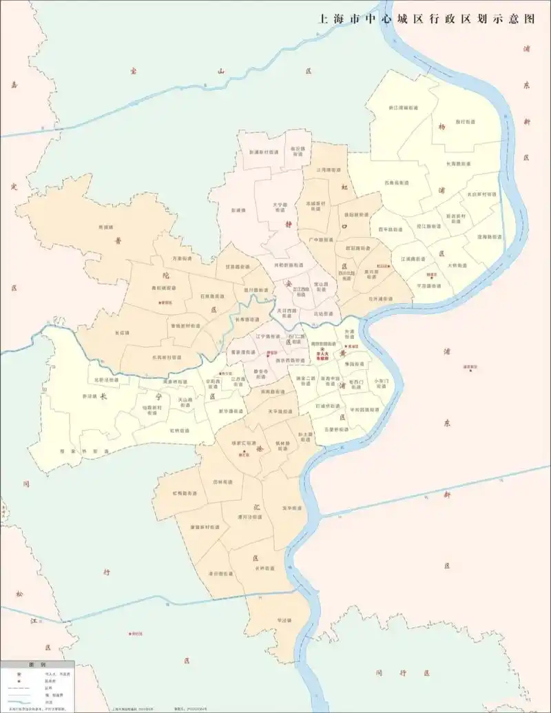 上海中心城区行政区划(划分至街道/镇) 上海中心城区包括七个区,分别