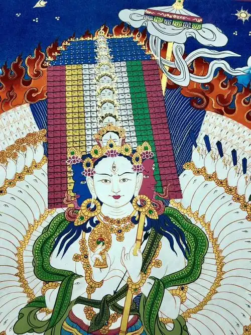 019大白伞盖佛母kumarlama5276cm尼泊尔手工唐卡