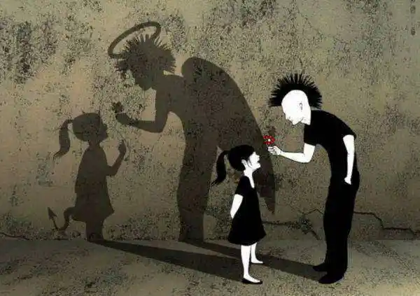 一个男的背后藏着刀面带微笑手里拿着一朵花给小女孩求图片高分悬赏