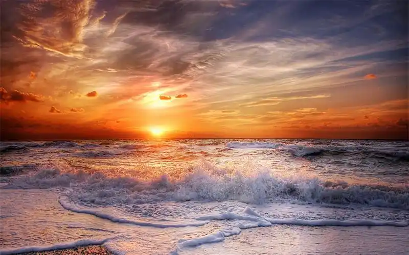 傍晚海滩唯美夕阳桌面壁纸