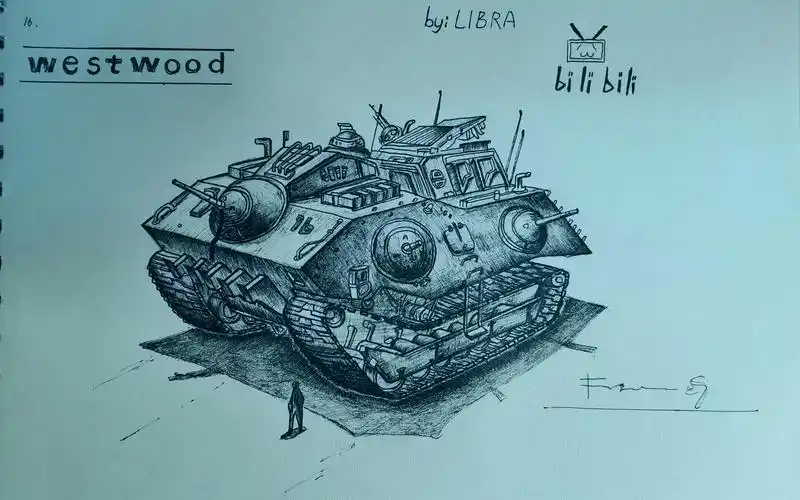 15.《红色警戒2》高清手绘复刻westwood官方原创设计图——战斗要塞