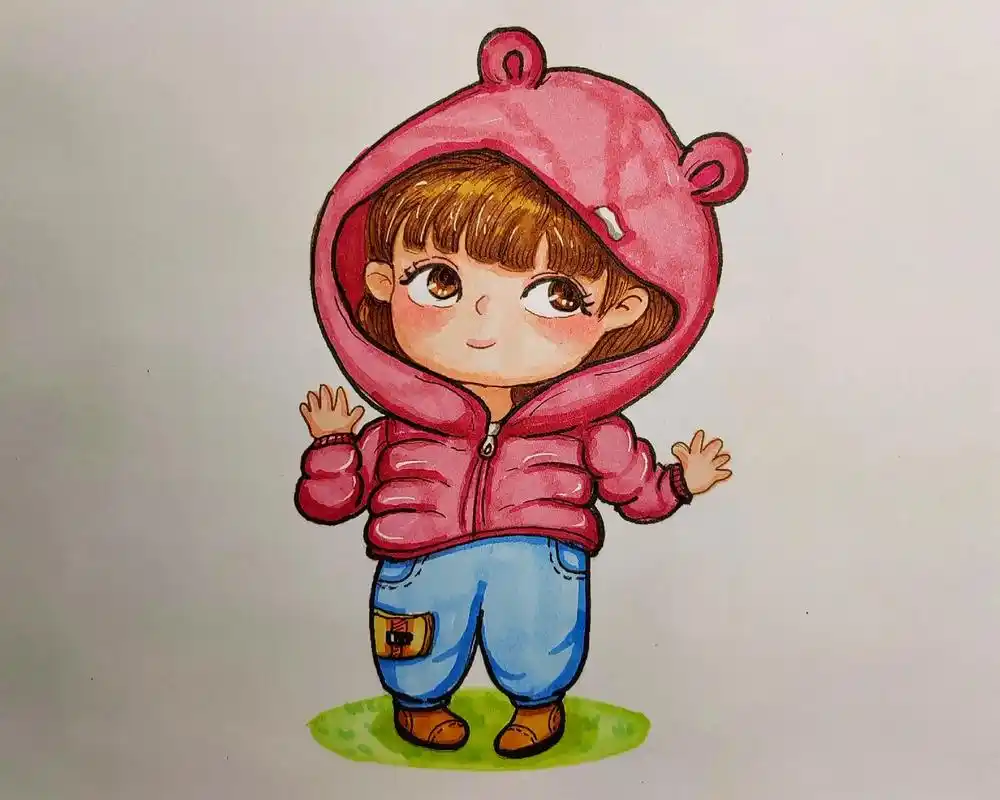 明星款棉衣我来秀#每日一画 #可爱卡通 #画动漫人物教程  - 抖音