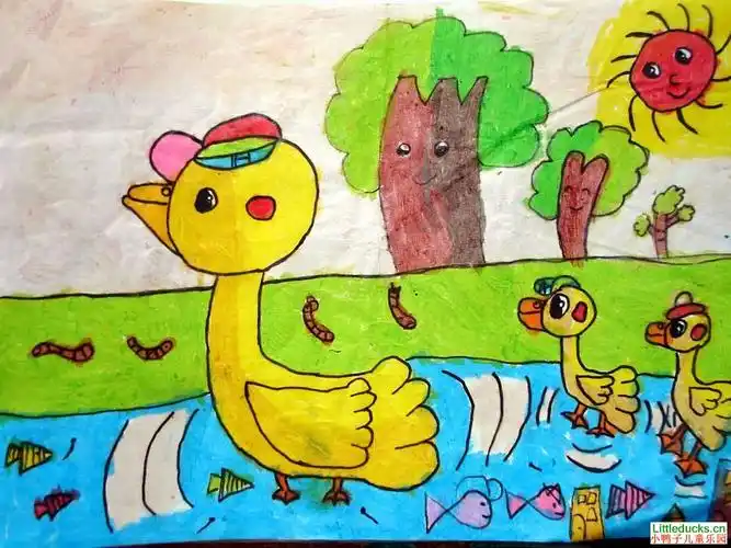 儿童绘画作品小鸭子