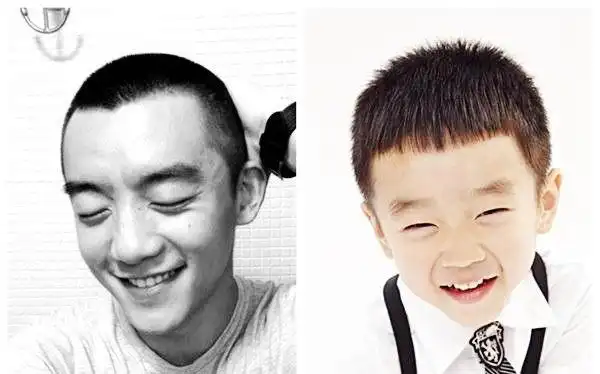 左上角是郑恺小时候的相片,真是很嫩啊,感觉都能掐出水来,发型都和心