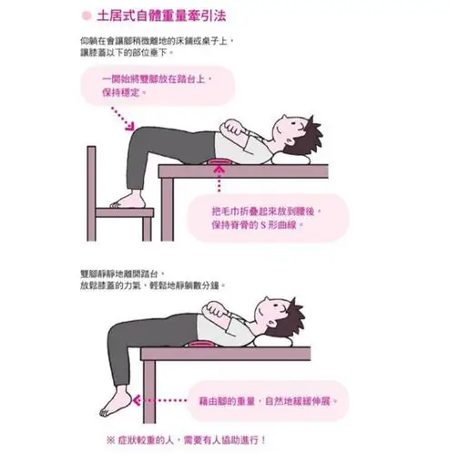 2  椅子牵引法?伸展腰部
