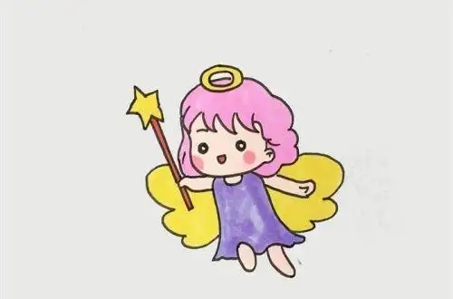 是对小天使颜色的选择和搭配,这样画出来的天使简笔画既生动又简单