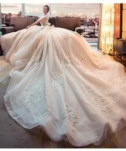 婚纱礼服新娘拖尾公主梦幻奢华图片