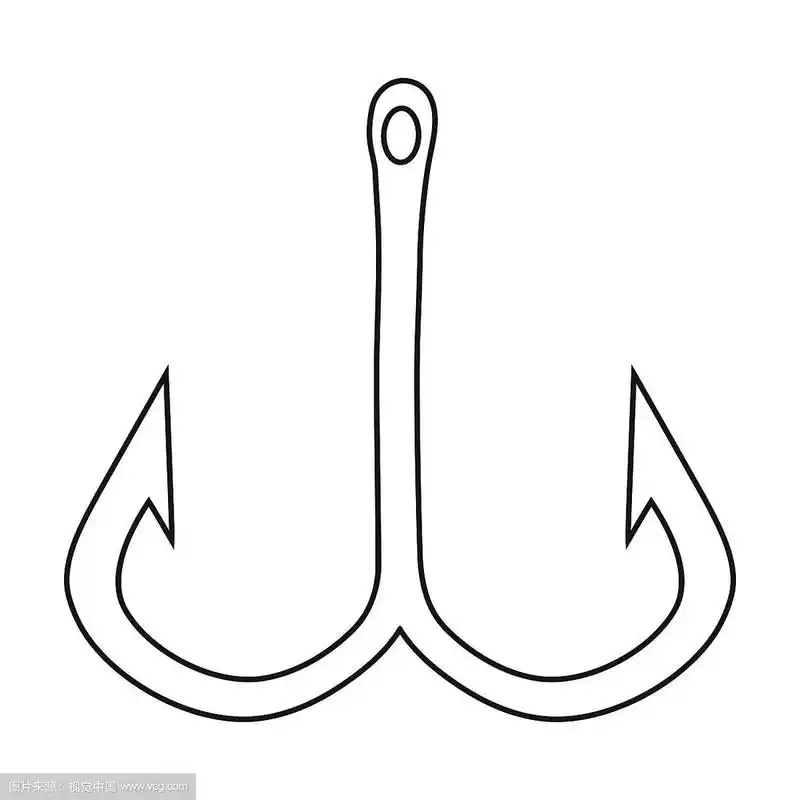 鱼钩图标在轮廓风格孤立上