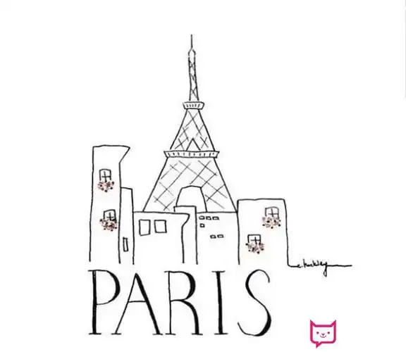 黑白埃菲尔铁塔简笔画图片,法国人爱称"铁娘子"