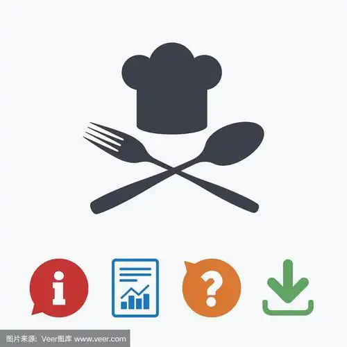 厨师帽标志图标.烹饪的象征.