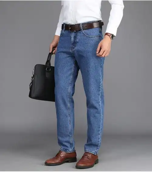 binmu bird轻奢品牌高端男装经典中老年男士牛仔裤萝卜裤锥形中年高腰