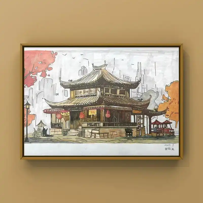 学生作品 #马克笔 #古建筑之美 #学生作品 - 抖音